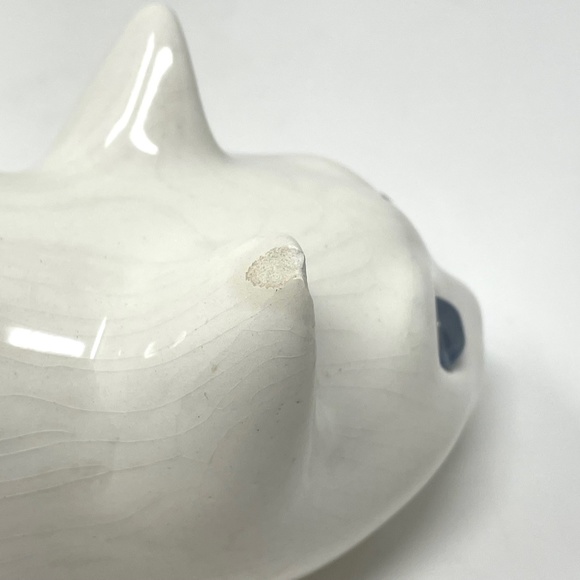 ELPA Alcobaca Ceramic Cat with Glass Blue Glass Eyes Made in Portugal Flowers - Picture 8 of 9